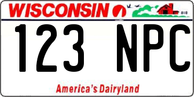 WI license plate 123NPC