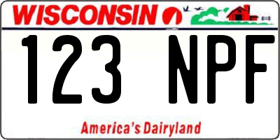 WI license plate 123NPF