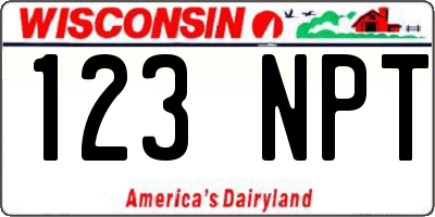 WI license plate 123NPT