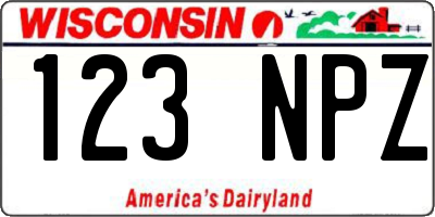 WI license plate 123NPZ