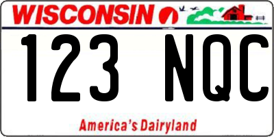 WI license plate 123NQC