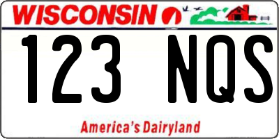 WI license plate 123NQS
