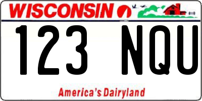 WI license plate 123NQU