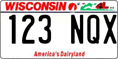 WI license plate 123NQX