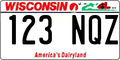 WI license plate 123NQZ