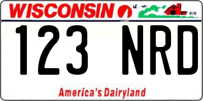 WI license plate 123NRD