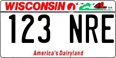 WI license plate 123NRE