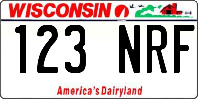 WI license plate 123NRF