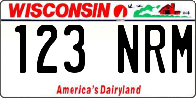 WI license plate 123NRM