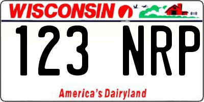WI license plate 123NRP