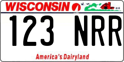 WI license plate 123NRR