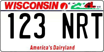 WI license plate 123NRT
