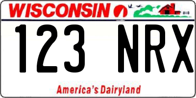 WI license plate 123NRX