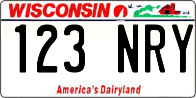 WI license plate 123NRY