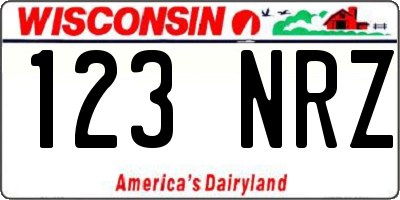 WI license plate 123NRZ