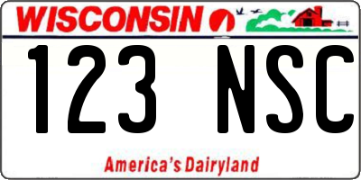 WI license plate 123NSC