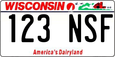 WI license plate 123NSF