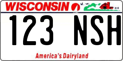 WI license plate 123NSH