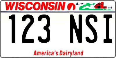 WI license plate 123NSI