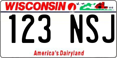 WI license plate 123NSJ