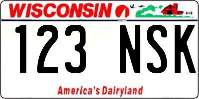 WI license plate 123NSK
