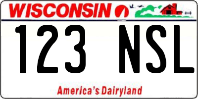 WI license plate 123NSL