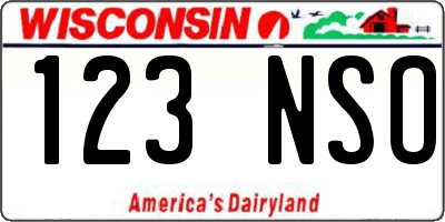 WI license plate 123NSO