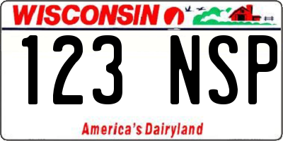 WI license plate 123NSP