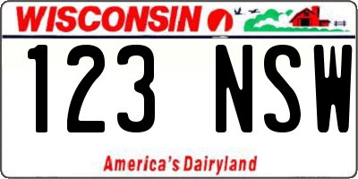 WI license plate 123NSW