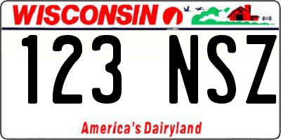 WI license plate 123NSZ