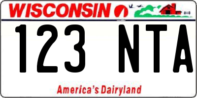 WI license plate 123NTA
