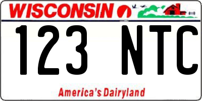 WI license plate 123NTC