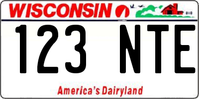 WI license plate 123NTE
