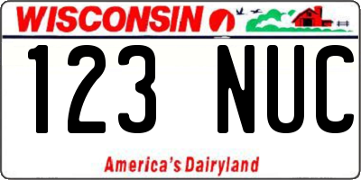 WI license plate 123NUC
