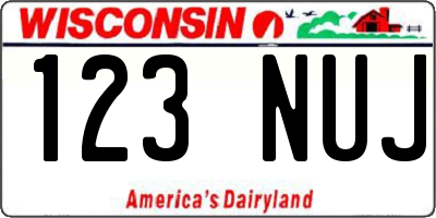 WI license plate 123NUJ