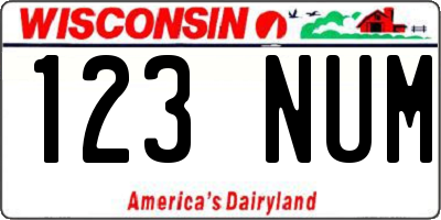 WI license plate 123NUM