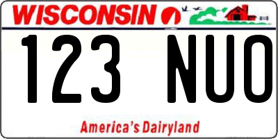 WI license plate 123NUO