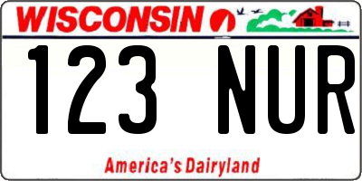 WI license plate 123NUR