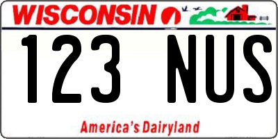 WI license plate 123NUS