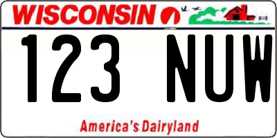 WI license plate 123NUW