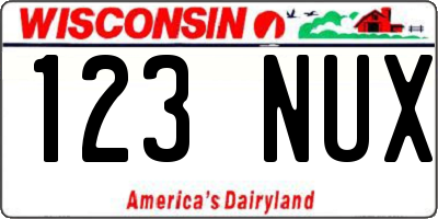 WI license plate 123NUX