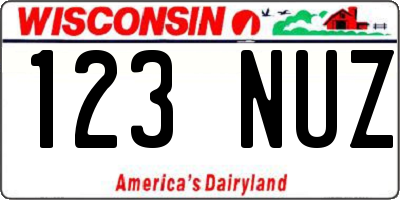 WI license plate 123NUZ