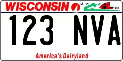 WI license plate 123NVA
