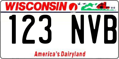 WI license plate 123NVB