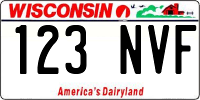 WI license plate 123NVF