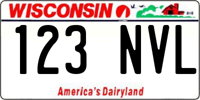 WI license plate 123NVL