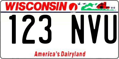 WI license plate 123NVU