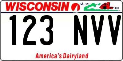 WI license plate 123NVV