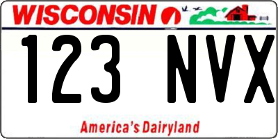 WI license plate 123NVX