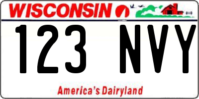 WI license plate 123NVY